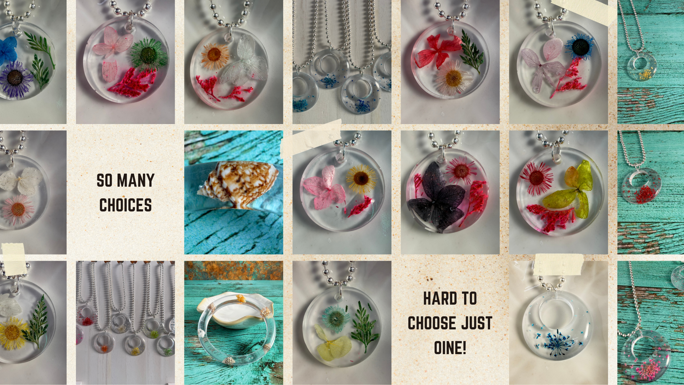 Resin jewelry with dried flowers